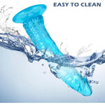 Soft Realistic Dildo Sex Toys With Suction Cup For Hands-Free Play,Blue Thick Penis Suitable For Beginner Women/Men/Gay With Thin And Slim Poke, Can Be Use For G-Spot And Anal (L)