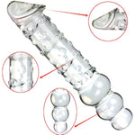 Prostate Massager Glass Pure Wand Anal Toys With Anal Beads,Crystal Penis Double Head Glass Dildo With 3 Big Beads Female Masturbation Pleasure Wand Massage Dildo Anal Plug Sex Toy For Men Women