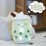 Light Up Matcha Boba Tea Plush Pillow 10'' Kawaii Stuffed Bubble Stuffed Animal Toy With Led Lights Birthday Christmas Holiday Valentines Gifts For Kids,Girls,Boys