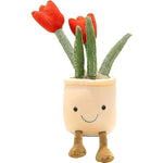 Red Tulip Plush Toy - 13.7" Cute Flower Pillow & Stuffed Animal, Funny Plant Plush For Nature Room Decor