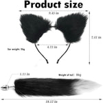 Butt Plug Fox Tail Ears Headbands Set, Detachable Fox Tail Fur Anal Plug Sexy Adult Toy Fashion Butt Stainless Steel Cosplay Sex Flirt Toys