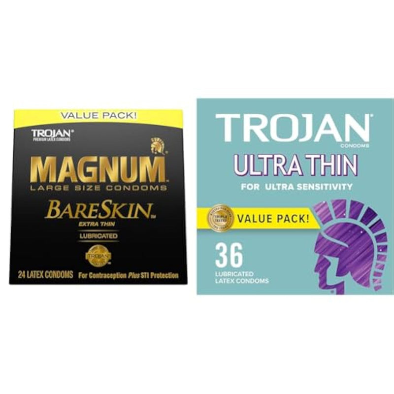 TROJAN Magnum BareSkin Large 24 Count and Ultra Thin 36 Count Condom Value Packs