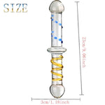 Double Ended Glass Dildo,Crystal Glass Pleasure Wand Dildo Crystal Pleasure Wand Anal Butt Plug With Raised Swirl Texture Mushroom Tip And Particles G-Spot Penis Dong Prostate Massager For Men Women