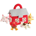 Plush Farm Animal Toys With Realistic Sounds - Plushie Play Set With Barn Carrier