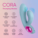 Cora Thumping G-Spot Rabbit Vibrator For Women - G Spot & Clitoral Stimulation Adult Toy With 10 Thumping & 10 Vibration Modes & Travel Lock - Splashproof, Wireless Sex Toys For Women (Blue)