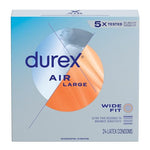 Durex Air Condoms Extra Thin, Transparent Natural Rubber Latex Condoms for Men, Wide Fit, 24 Count