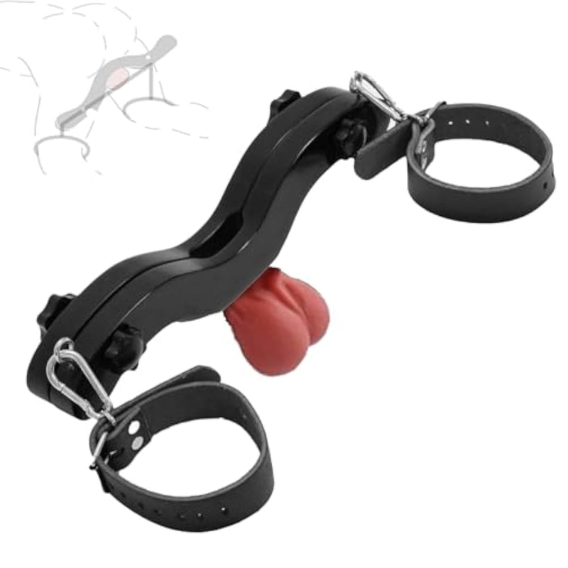 Cock Bondage Flail With Wooden Clip, Adjustable Ankle Cuffs Scrotum Humbler Bdsm Penis Adult Sex Toys Men Sm Cbt Testicle Toys
