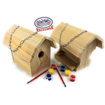 Paint-A-Barn Wooden Birdhouse and Bird Feeder Gift Set Bundle, 2 Pack, Includes Paints and Brushes