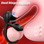 Vibrating Cock Ring With Sexy Lip Clitoris Stimulator, Stretchy Penis Ring Sex Toys For Men Erection Couples Kinky Pleasure Vibrator Adult Toys Male Vibrators 9 Vibrations, Juguetes Sexuales Hombre