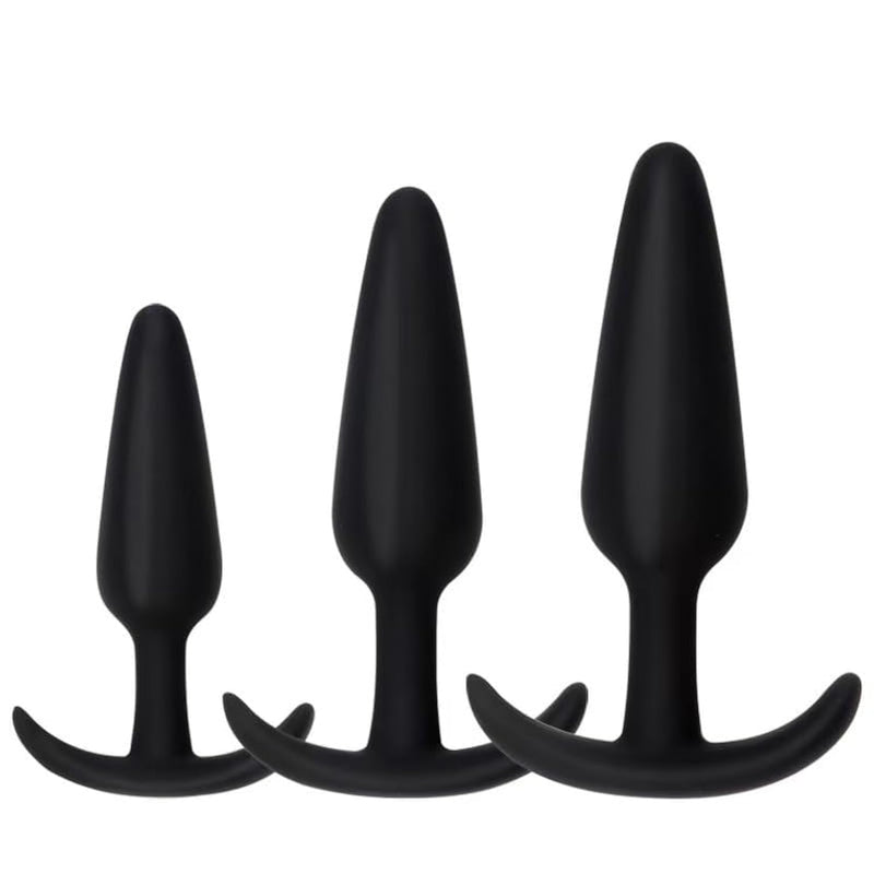 Silicone Anal Plugs, Pack Of 3 Butt Plugs Training Set For Beginners To Advanced Users With Flared Base,Prostate Sex Toys,Soft And Body-Safe, Prostate Massager, Sex Toys For Men And Women, Big Sale