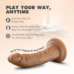 Blush Dr. Skin 7.5” Realistic Slim Shaft Dildo, 1.5” Wide Soft Lifelike Cock - Suction Cup, Strap-On Solo Or Partner, Body-Safe Anal & Pegging Play - Adult Sex Toy For Women, Men & Couples - (Mocha)