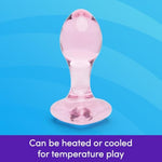 Heart Butt Plug - 3 Inch Glass Anal Plug - Firm 4 Inch Girth & Hypoallergenic - Waterproof - Pink