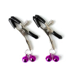 Body Clamps For Women Adjustable Body Clamps Clip Two Bells Pendant Body Clips Non-Piercing Body Jewelry (Purple)