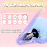 Bunny Tail Butt Plug Vibrator Rechargeable Remote Control Vibrating Anal Plug With Blue Furry Tail Plug Bunny Girl Cosplay Silicone Sex Toys Role Play