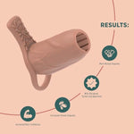 Penis Sleeve | Cock Sleeve W/Grind Pad Clit Stimulator | 50% Increase Girth Enhancer | Open Ended For Sensitivity | Pleasure Enhancer For Men, Women & Couples | Nude Color, 4" L X 2" W