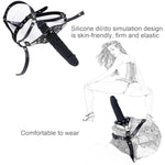 Silicone Penis Mouth Gag, Double Head Dildo Mouth Gag, Fetish Cock Gag Bondage, Leather Body Harness Restraint Strap-On Muzzles Mouth Spreader Oral Plug, Bdsm Adult Sex Toys