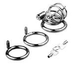 Metal Chastity Cage Set Cock Cages With 3 Different Sized Ring Sex Toys Chasity Devices With Push Locks And Enlarged Urinal Opening Suitable For Restrain Man'S Penis