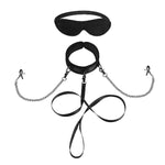 Xoxo Spanking Paddle, Bondage Collar Leash Set With Nipple Clamps And Blindfold For Adults Bdsm Play Sex Toys