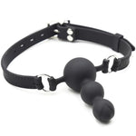 Silicone Ball Open Mouth Gag Three Beads Cock Dildo Penis Mouth Ball Gag Bondage Restraint Slave Gags Deep Throating Sex Toys For Couple