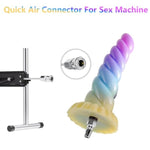 Silicone Spiral Horn Shaped Dildo with Quick Air Connector for Sex Machines