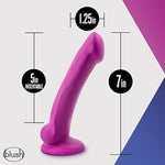 Blush Avant D9 Ergo Mini Dildo 7" - Dual Density Ultrasilk Silicone Cock - Suction Cup, Strap-On Compatible, G-Spot Curved Shaft, Violet Anal & Vaginal Sex Toy Penis For Women, Men, Couples - (Pink)