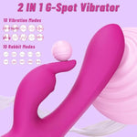 G Spot Vibrator Female Sex Toys - 2 In 1 Soft Vibrating Dildos With 10 Vibrations & Dual Motors Pink Dildo, Waterproof Rabbit Vibrators Adult Sex Toys For Woman Or Couple (Rose Red)