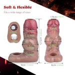 Reusable Soft Penis Sleeve With Cock Ring Couples Sex Toy,Men Stronger Dildo Sheath With Wolf Dildo Knots,Adult Couples Game Enlargement Thick Girth (Flesh)