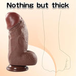 2.8'' Diameter Huge Thick Dildo, 8 Inch Wide Fat Suction Cup With Balls, Realistic Curve Big Glans For Gay Women, Lifelike Xxl Girthy Extreme Dildo For Anal Training (Brown)