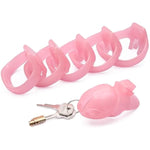 Ht-V4 Chastity Cage For Men | 5 Adjustable Wide Rings & 6 Colors | Beginner-Friendly | Adult Sex Toy With Sizing Guide (Pink, Small)