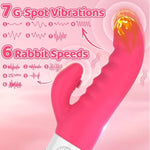 Rabbit Vibrator Sex Toys For Women - G Spot Clitoral Anal Dildo Vibrator With 7 Vibrating Modes & 6 Clit Speeds,Female Vibrator Wand Anal Nipples Stimulation Adult Sex Toys For Women Peach Red