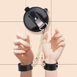 Leather Sex Handcuffs With Suction Cups Strong Bathroom Bondage Hand Cuffs Wristbands Ladies Bracelet Couple Sexy Toys (Red)