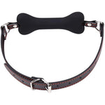 Mouth Bite Ball Gag Bondage Pet Bone Bite Pu Leather Straps Bdsm Restraints Sex Toys (Black)