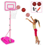 Toddler Basketball Hoop For Girls Pink Basketball Goals Adjustable Height 2.9Ft-6.2Ft Portable Kids Basketball Hoop Indoor Outdoor Play Outside Backyard Toys For 3 4 5 6 Year Old Girl Birthday Gift