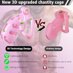 Chastity Cage Cock Cage, Male Chastity Device With 4 Sizes Of Rings, 3D Printed Lightweight Resin Male Chastity Cage Hidden Lock Penis Cage Bondage Gear & Accessories Abstinence And Exercise Pink