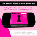 Secret Box For Adult Men & Women - Stylish Velvet And Satin Material With Safe Padlock - Compact And Adults Toy Storage Solution - 12 X 5 X 4 In Mini Locker For Sex Toys - Black