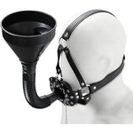Bondage Gear Accessories With Funnel Gag Leather Restraints Toys With Sexy Erotic Rivets Lid Bdsm Fetish For Men Women Couple Sex Play (Black)