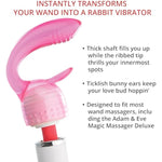 Magic Rabbit Wand Attachment For Vibrating Massagers, Dual Action Stimulation With Thick Shaft Ribbed Tip & Bunny Ears For Internal & External Pleasure Compatible Magic Wand