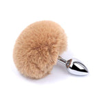 Stainless Steel Bunny Tail Anal Plug, Anal Butt Plug Toy Plug Mini Anal Plug Butt Plug Bdsm Sex Toy For Men Women Couple Lovers, Brown