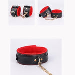 Bdsm Set Plush Handcuffs Restraint Bondage Kit Collar Whip Sm Nipple Clamps Leather Sex Play