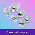Metal Butt Plug Kit, 3 Piece Anal Training Set for Couples