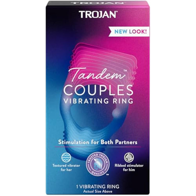 TROJAN Vibrations Tandem Couples Vibrating Ring, Personal Massager, 1 Count, Violet