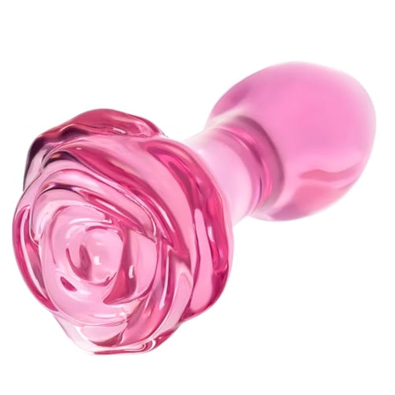 Rose Crystal Glass Butt Plug,Mini Pink Glass Anal Plug, Anal Masturbation Plug For Men Women Gay And Couples