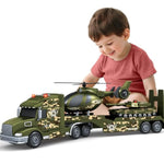 Army Truck Boy Toys, 3 4 5 6 Vehicle Car Toy Brithday Gifts, 3 In 1 Extra Large Transport Truck With Helicoper And Tank Lights Sounds