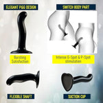 P&G Spot Dildo - Ergonomic Grip For G Spot & P Spot Stimulation - Sex Toy With Smooth & Soft Design - Silicone Dildo Ideal For Enhanced Pleasure & Comfortable Experience (Black - Large)