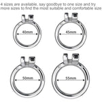 Sm Stainless Steel Penis Cage, Mesh Penis Cage With 4 Cock Rings Male Chastity Devices Set, Bdsm Restraint Penis Chastity Belt Lock Cock Cage, Adult Bondage Game Sex Toy (L, Round Ring 45Mm)