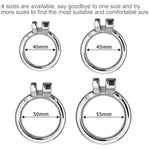 Sm Stainless Steel Penis Cage, Mesh Penis Cage With 4 Cock Rings Male Chastity Devices Set, Bdsm Restraint Penis Chastity Belt Lock Cock Cage, Adult Bondage Game Sex Toy (Xl, Round Ring 40Mm)