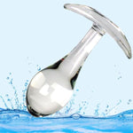 Crystal Glass Anal Plug,Anal Plug For Comfortable Long-Term Wear Glass Butt Plug With Curved Based & Long Stem Tapered Prostate Massager Sex Toy Anal Expander Sex Toys For Men Women(S)