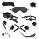 Sex Bondage Bdsm Kit Restraints, 10 Piece Bondage Restraints Set Fetish Bed Restraints Kits Handcuffs Flogger Rope Collar Blindfold Sm Adult Games For Women Men And Couples Sex Toys (Black)