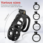 Sex Toys Male Chastity Cage With Elastic Belt & Invisible Lock - 4 Rings Lightweight Comfort Fit Design For Long Term Wear, Secure Bdsm Bondage Device (M-90Mm) - Breathable Large Penis Cage For Men