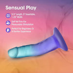 Blush Adult Sex Toys – B Yours Morning Dew – 5 Inch Long 1.25 Inch Wide Real Feel Dildo – Suction Cup Base O Ring Harness Compatible – Body-Safe – Gradient Design – Beginner Women Men Couples – Indigo